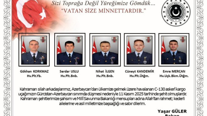 Vatan size minnettar! MSB şehitlerimizin isimlerini paylaştı