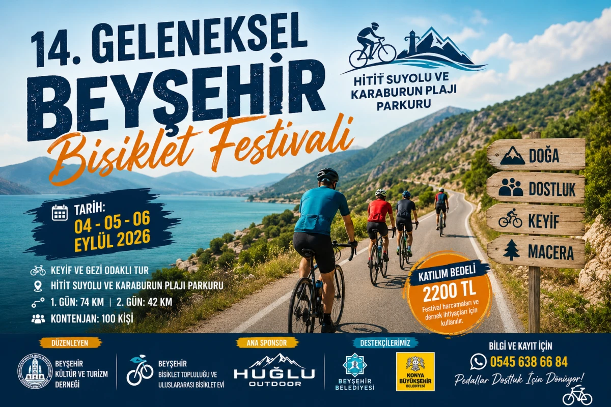 14. Geleneksel Beyşehir Bisiklet Festivali İ&ccedil;in Kayıtlar Başladı