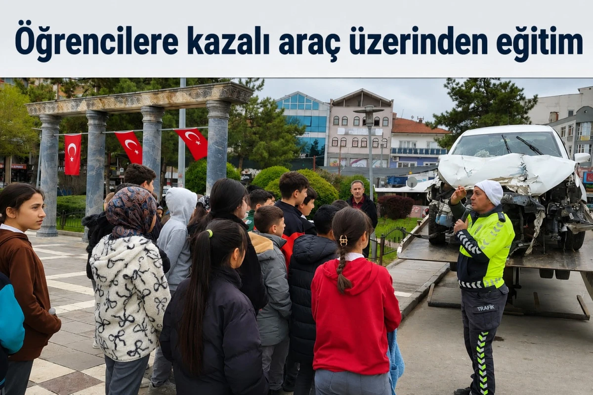 Beyşehir&rsquo;de kaza yapan ara&ccedil; sergilendi