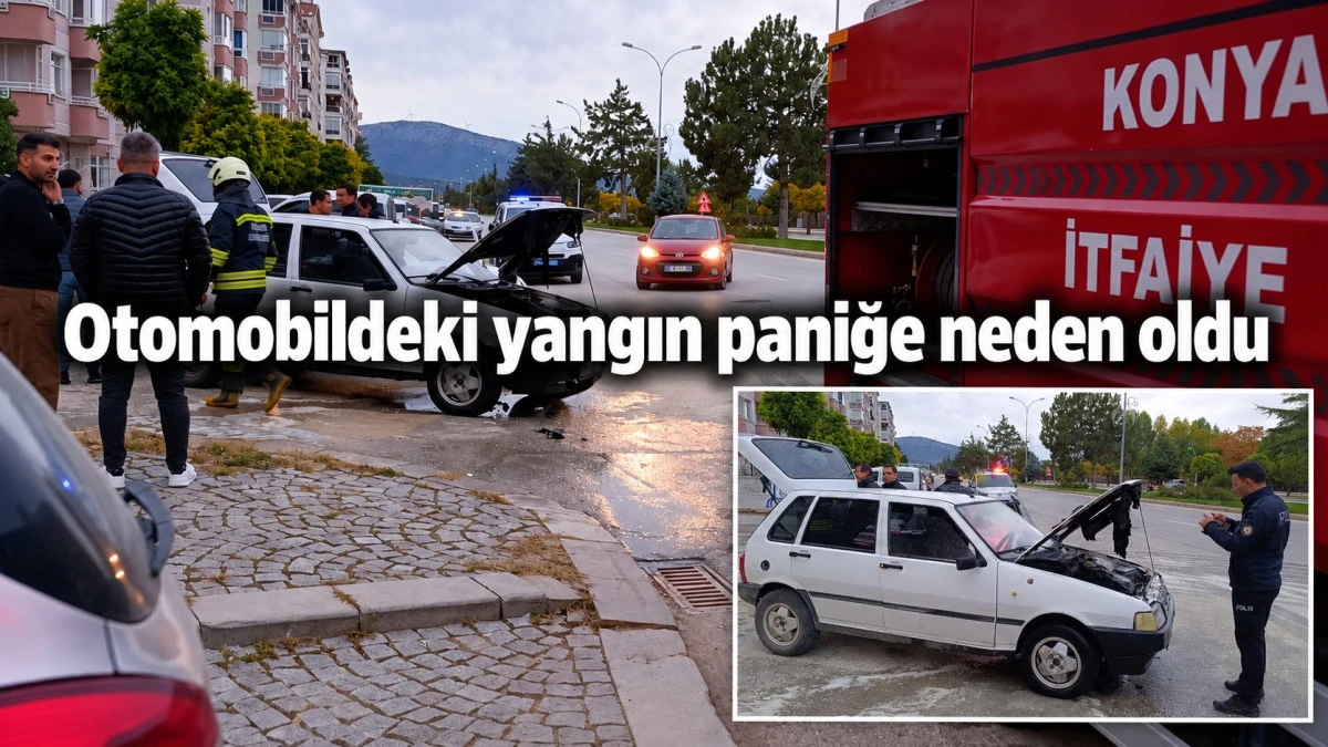 Beyşehir&rsquo;de seyir halindeki otomobil alev aldı!
