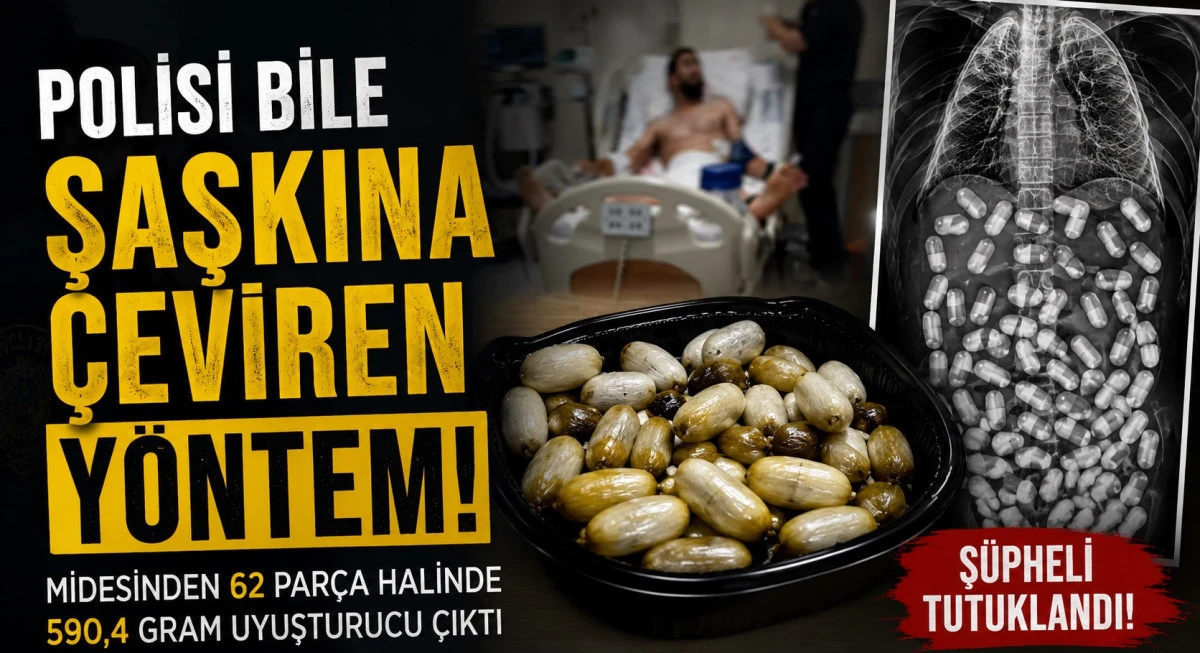 Midesinde 590 gram metamfetaminle yakalandı