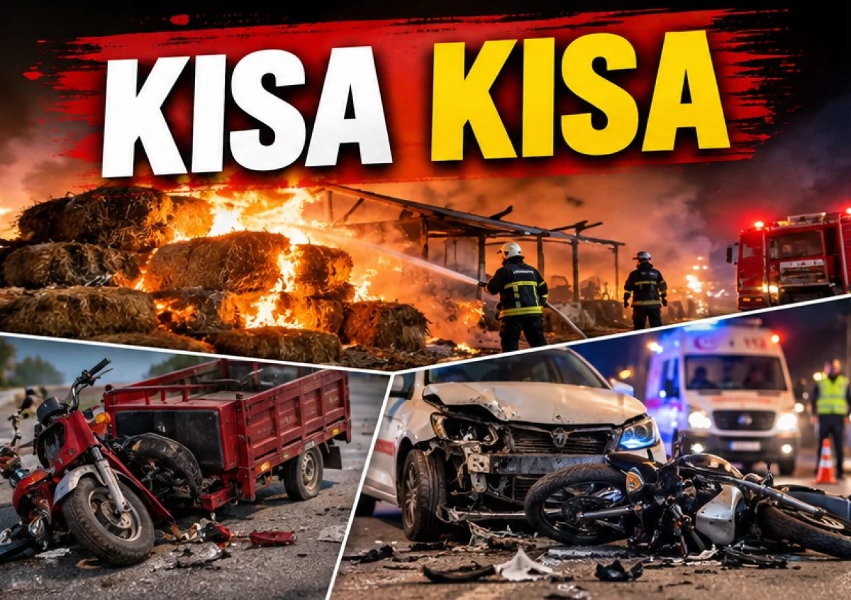 Saman balyaları yandı, iki ayrı kazada iki kişi yaralandı