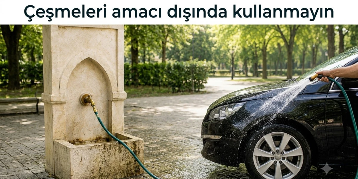 Tatlısu &ccedil;eşmelerinde ara&ccedil; yıkayana ceza